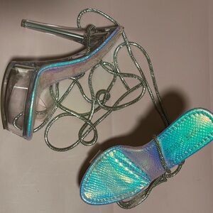 Iridescent Strappy Sandals WORN ONCE